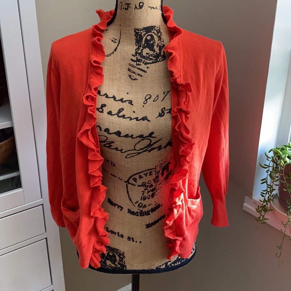 J Crew ruffled cardigan